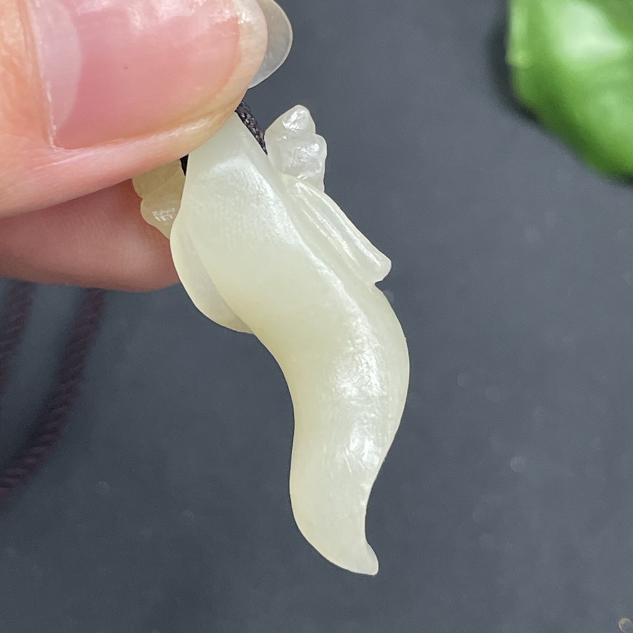 H10083908 Hetian Jade Pendant with Cord, Approx. 7.55g