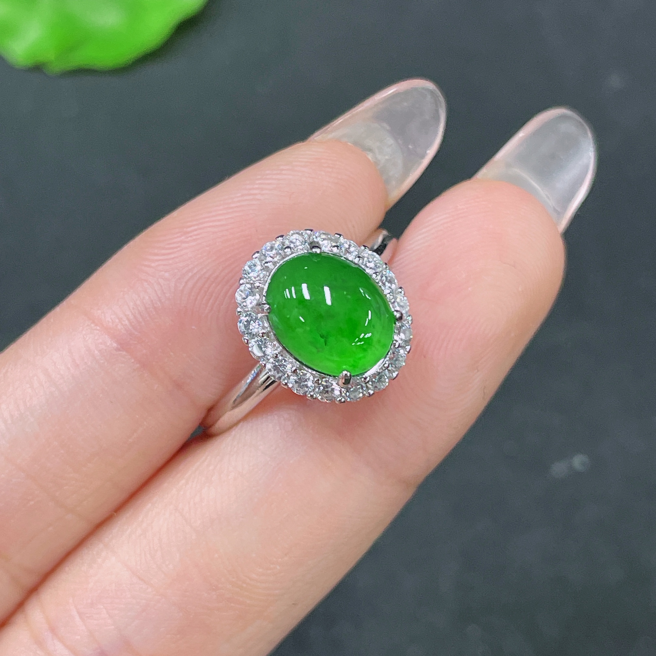 F34064188 Jadeite Inlaid Piece Non-Gold Adjustable Total Weight Approx. 2.62g