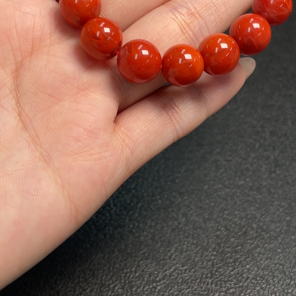 C34992042 Red Agate Bracelet with Visible Organic Matter, Total Weight Approx. 30.05g, Size About 10.4mm