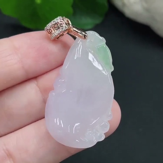 F28293209 Jadeite Fu Shou Pendant, Total Weight Approx. 7.7g (Non-Gold-Inlaid)