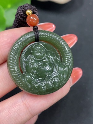 H34062774 Hetian Jade Pendant Buddha with Non-Hetian Jade Beads Total Weight (including cord) Approx. 14.3g