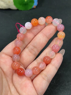 H41939296 盐源玛瑙手串 卡9.4mm左右 仅红色 货品总重约26g