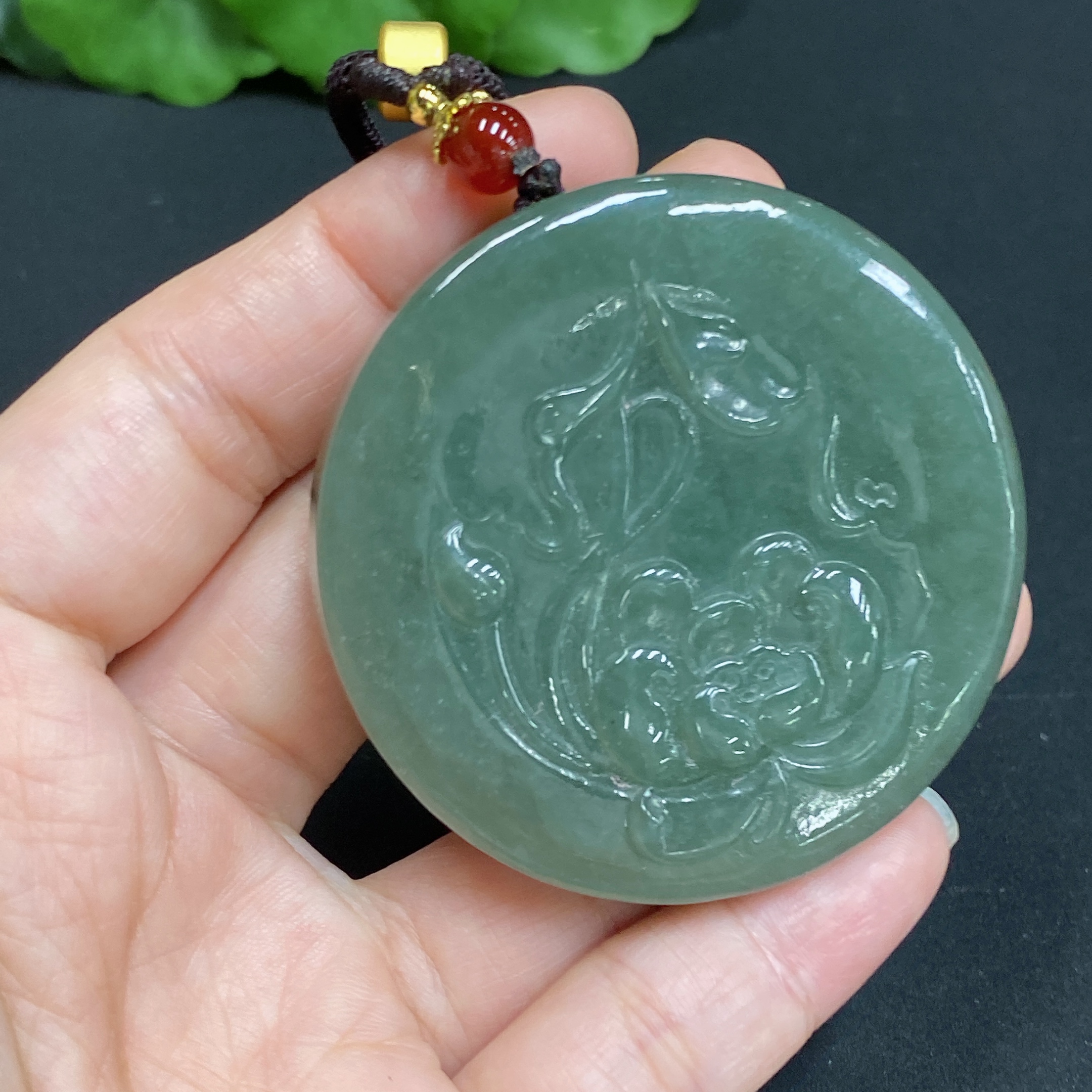 H34985529 Hetian Jade Pendant Lotus Total Weight (including rope) 60.1g