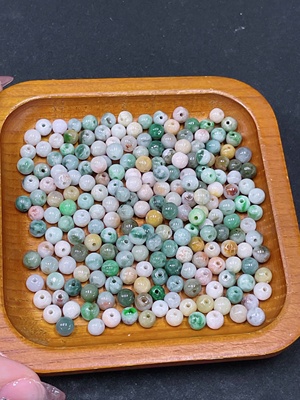 F34958290 Jadeite Beads Sell as a Lot, Total Weight with Bag Approx. 56.3g (Yellow Color Origin Undetermined)