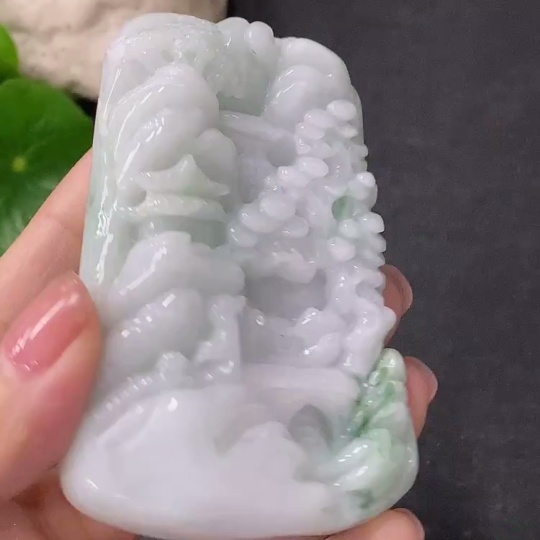 F34041842 Jadeite Pendant Landscape Plaque Total Weight Approx. 115.22g