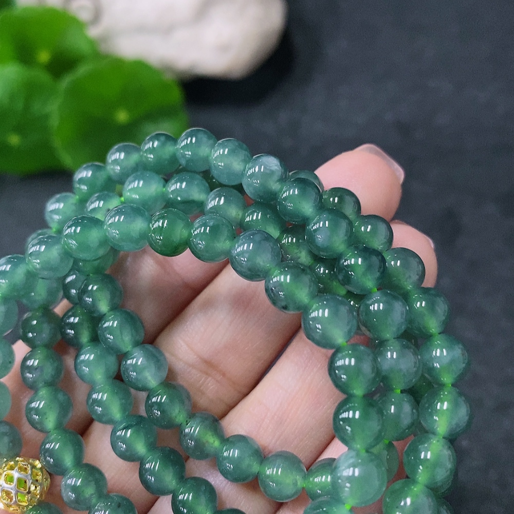F34998146 Jadeite Bead Necklace Approx. 6.3mm Non-Gold Total Weight Approx. 41.9g