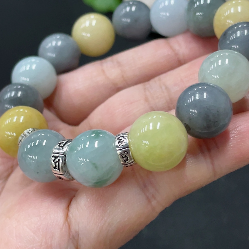 F35107953 Jadeite Bracelet Approx. 12.8mm Beads Total Weight 59.4g Non-gold Accessories
