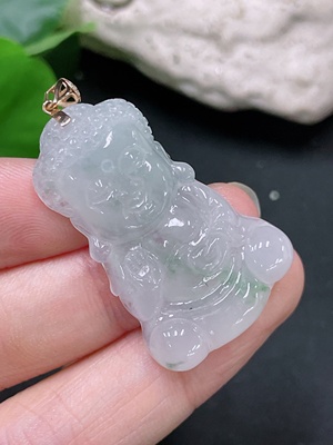 F33919413 Jadeite Baby Buddha Pendant 18k Total Weight Approx. 8.43g