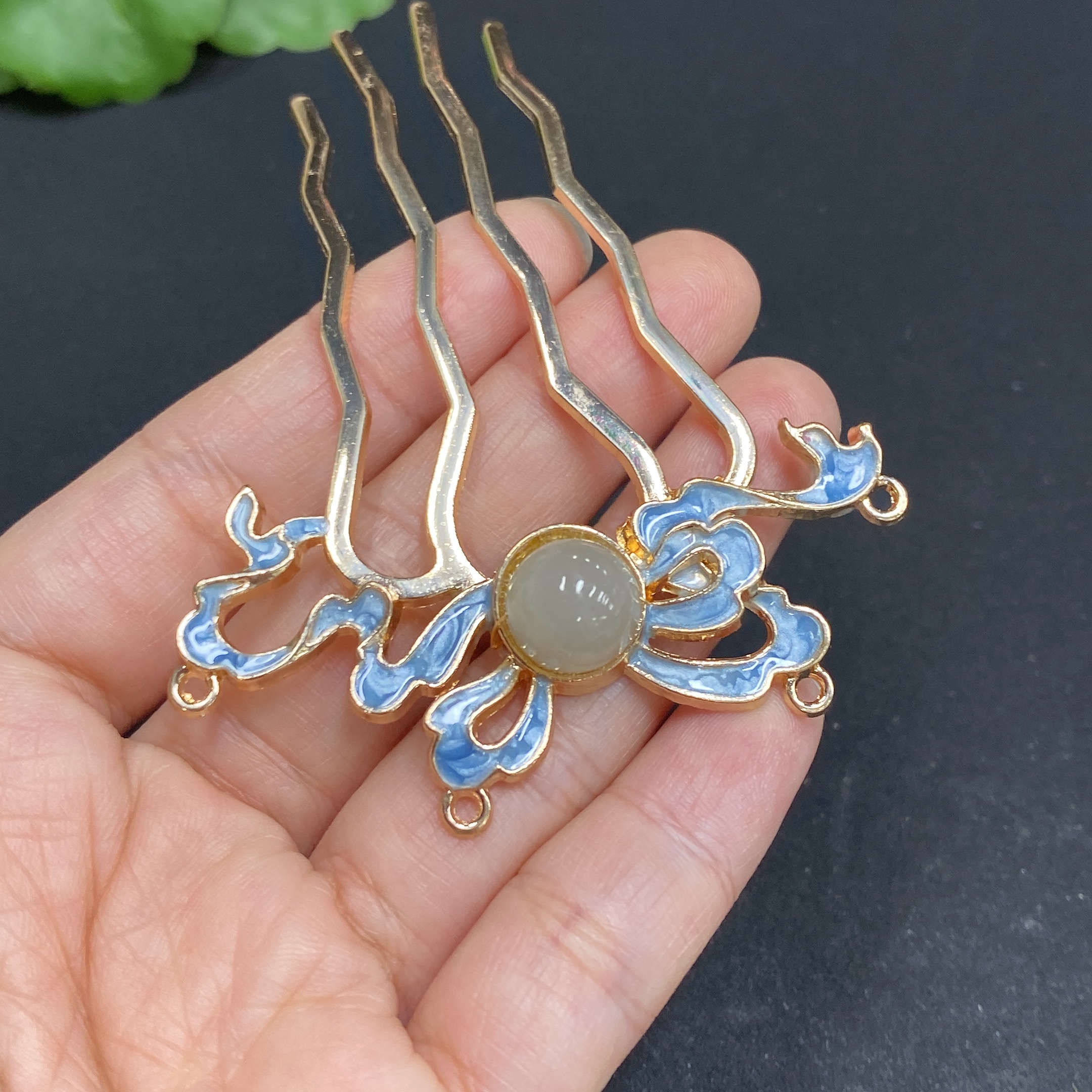 H34969938 Hetian Jade Hairpin    Approx. 9.4mm    Non-gold Inlaid    Total Weight Approx. 8.6g