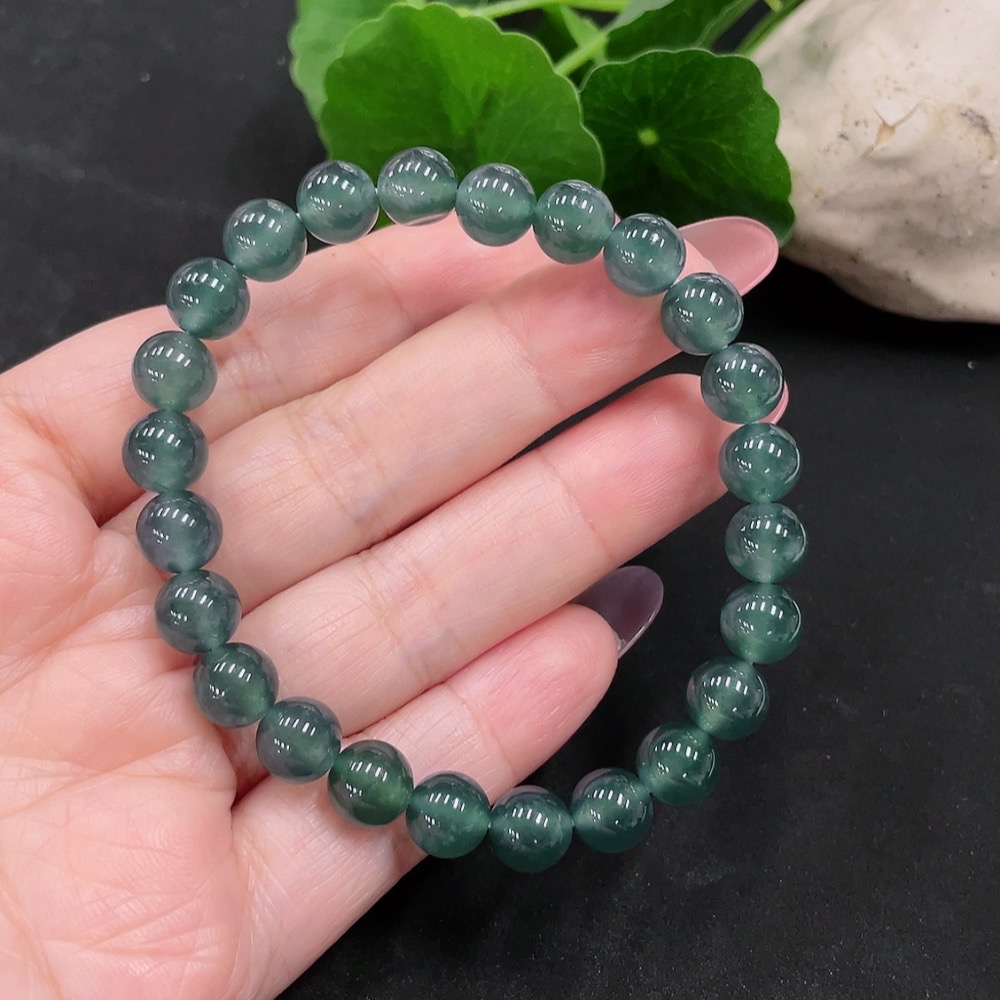 F34012355 Jadeite Beads Bracelet Approx. 8.1mm Total Weight About 21.2g