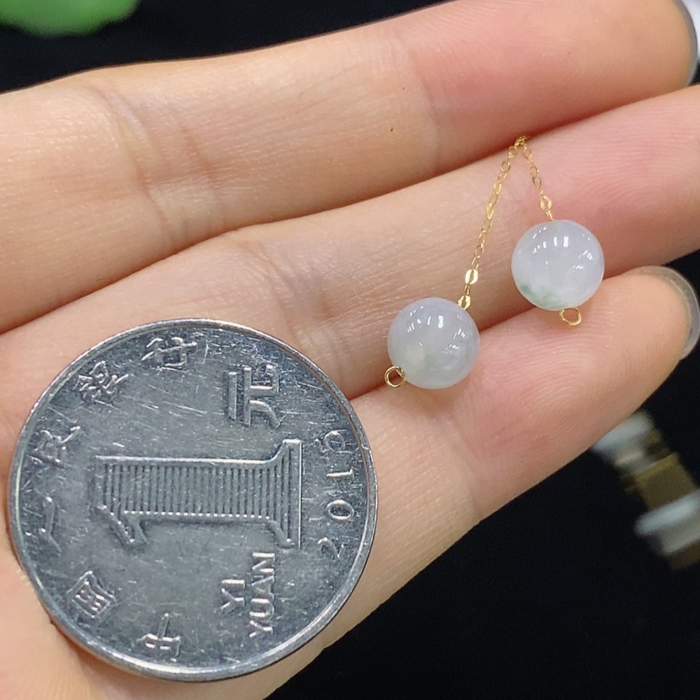 F32707281 Jadeite Earrings 18k Total Weight Approx.1.12g (Excluding Ear Tips Weight)