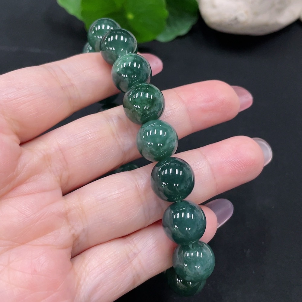 F34981933 Jadeite Bracelet Approximately 12mm Beads Total Weight About 49.4g