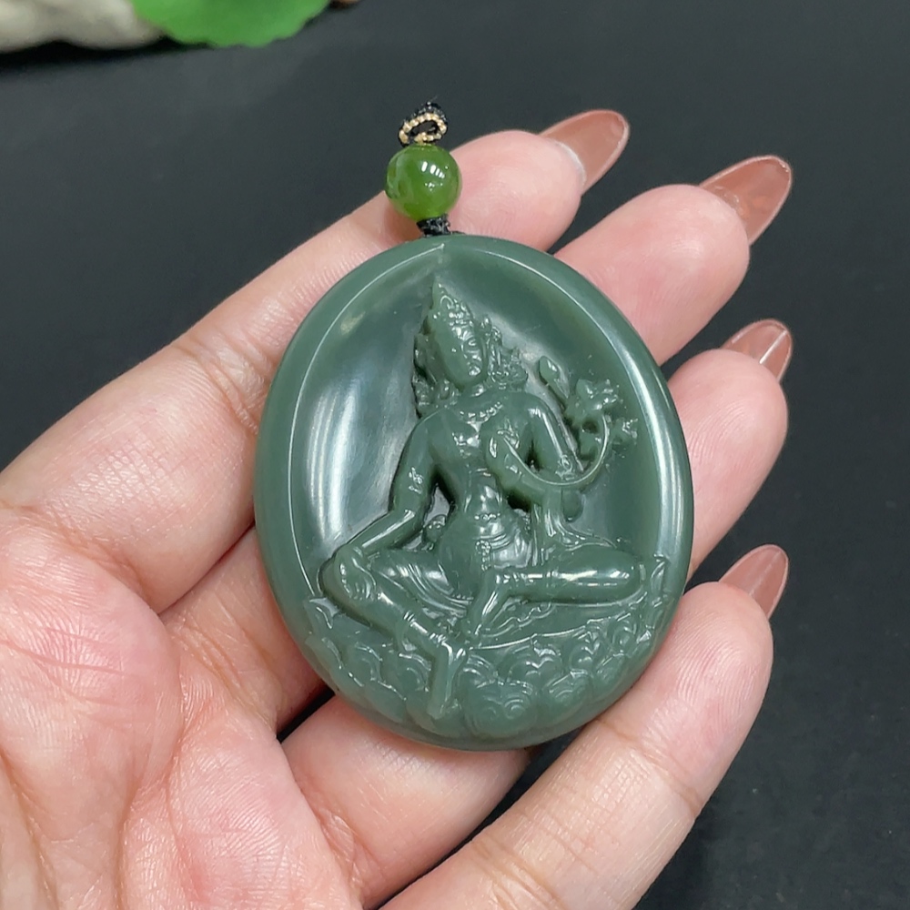 H34973061 Hetian Jade Pendant Guanyin Total Weight About 35g