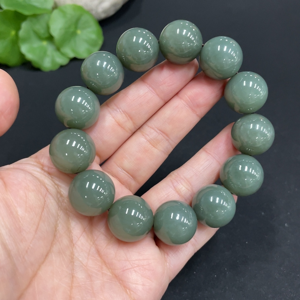 H34072203 Hetian Jade Bracelet, Approx. 16mm Beads, Total Weight About 83.8g