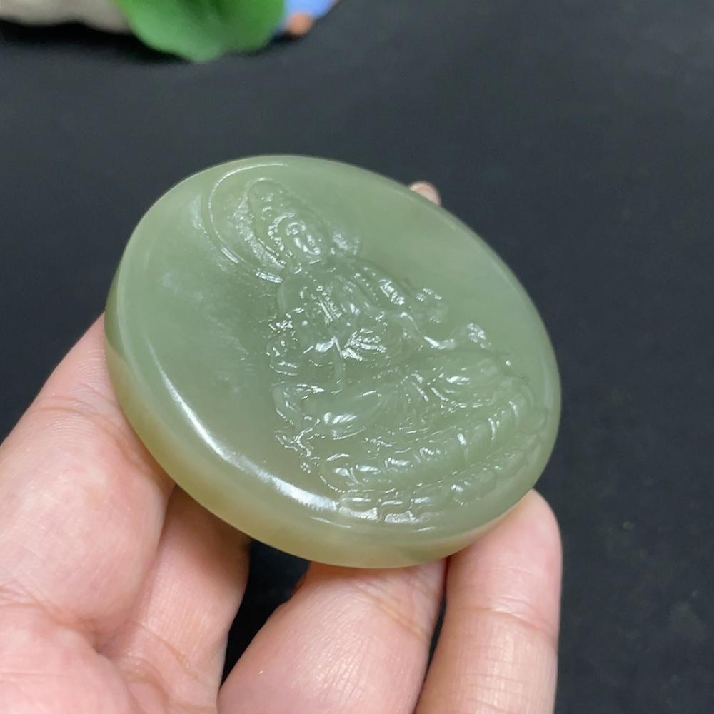 H32700129 Hetian Jade Pendant Guanyin Total Weight Approx. 64.4g