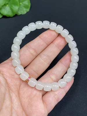 H34986382 Hetian Jade Bracelet Approx. 7.8mm Non-Gold Total Weight Approx. 22.6g