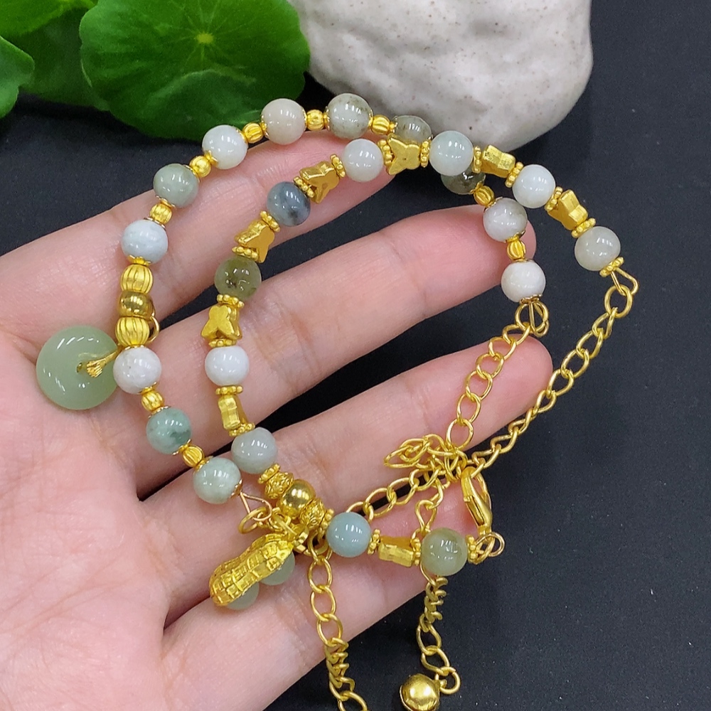 F34001796 Jadeite Beads Strand Sell as a Lot Non-Gold Setting (Contains Other Mineral Components) (Matching Beads Non-Grade A)