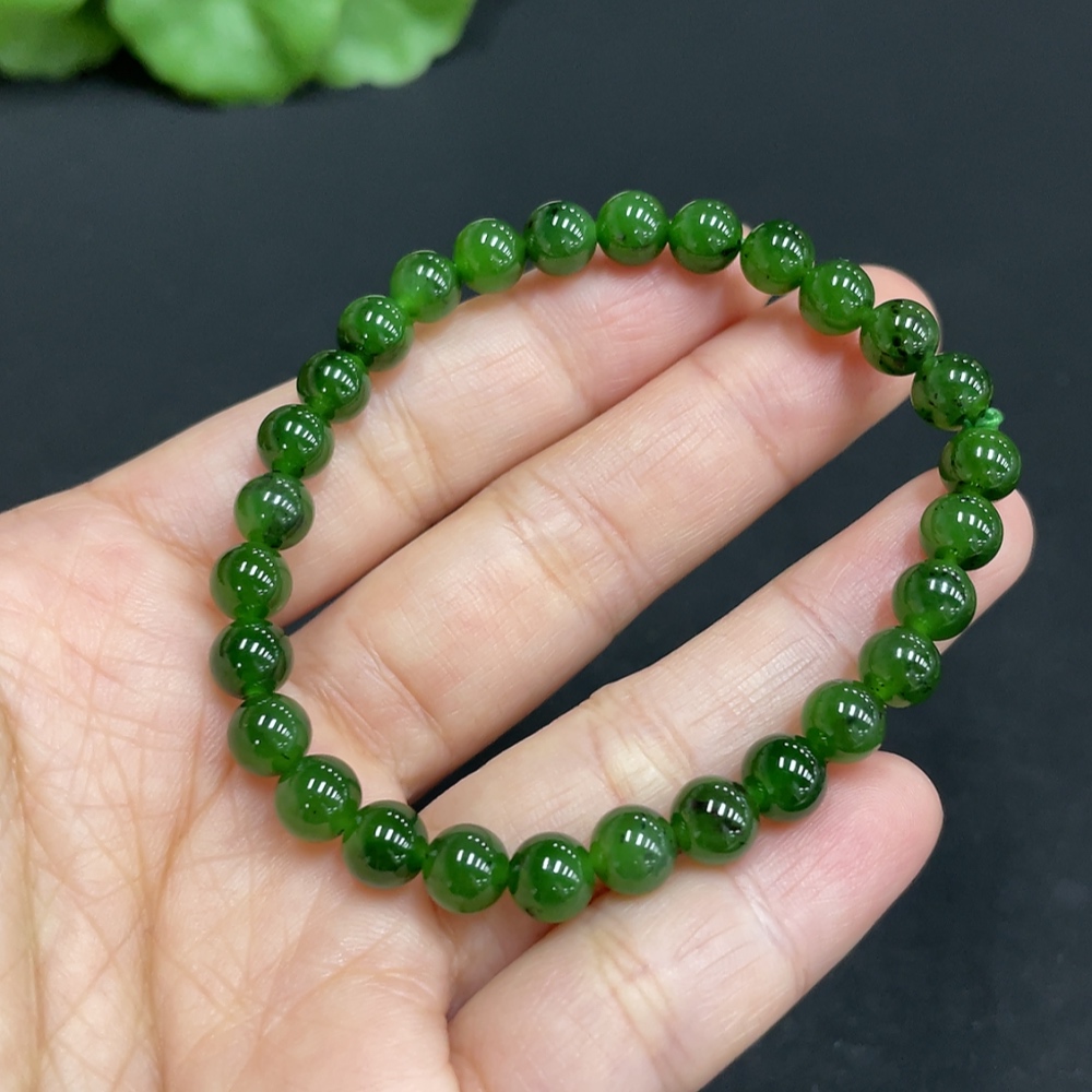 H34072834 Hetian Jade Bracelet, about 6mm, total weight about 9.8g