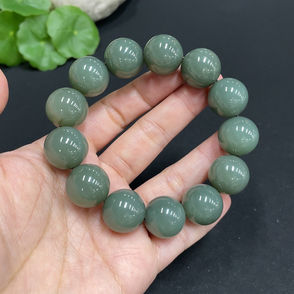 H34072203 Hetian Jade Bracelet, Approx. 16mm Beads, Total Weight About 83.8g