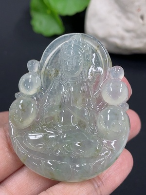 F41927589 翡翠挂件观音 货品总约重21.96g