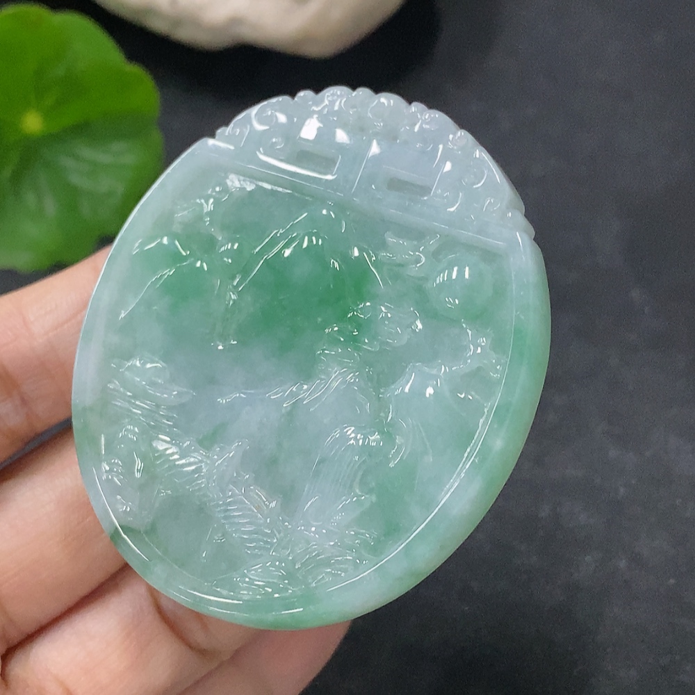 F33888261 Jadeite Landscape Pendant Total Weight Approx. 33.85g