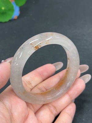 H41923503 非洲翠(独龙玉)正圈手镯 圈口54 货品总重约51.7g
