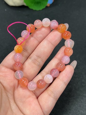 H41922886 盐源玛瑙手串 卡9.6mm左右 仅红色 货品总重约26g