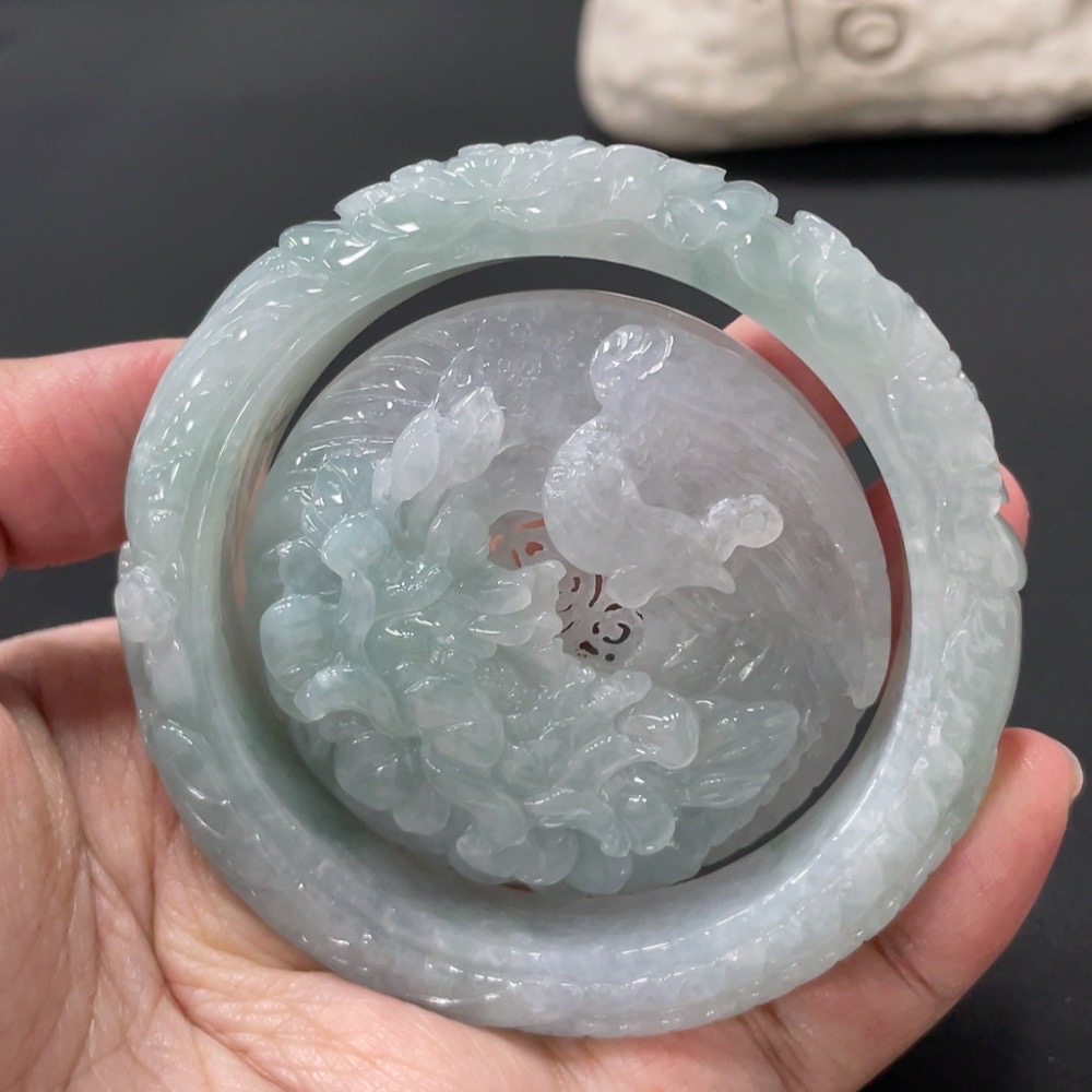 F27110381 Jadeite Bangle Set Size 55.8 Total Weight Approx. 131.26g