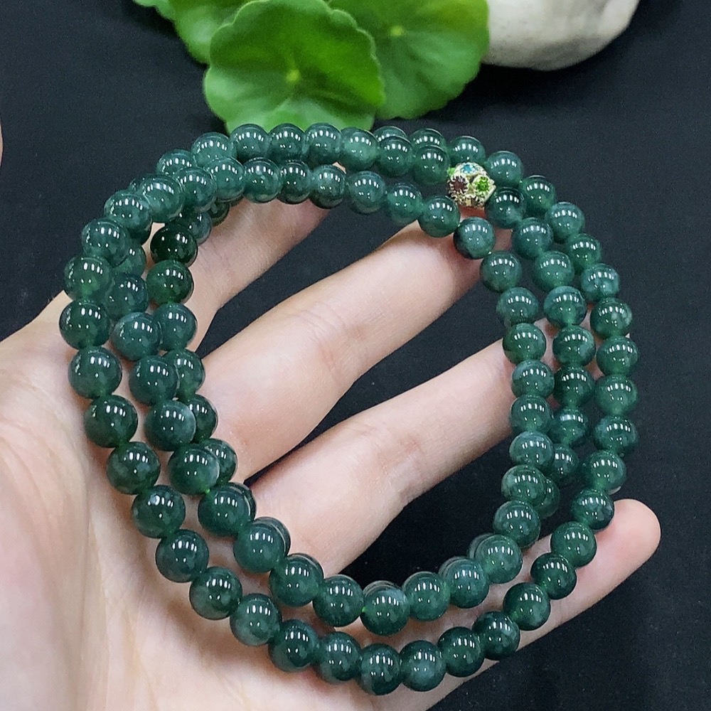 F34996587 Jadeite Bead Necklace Approximately 6.8mm Non-Gold Inlaid Total Weight About 59.08g