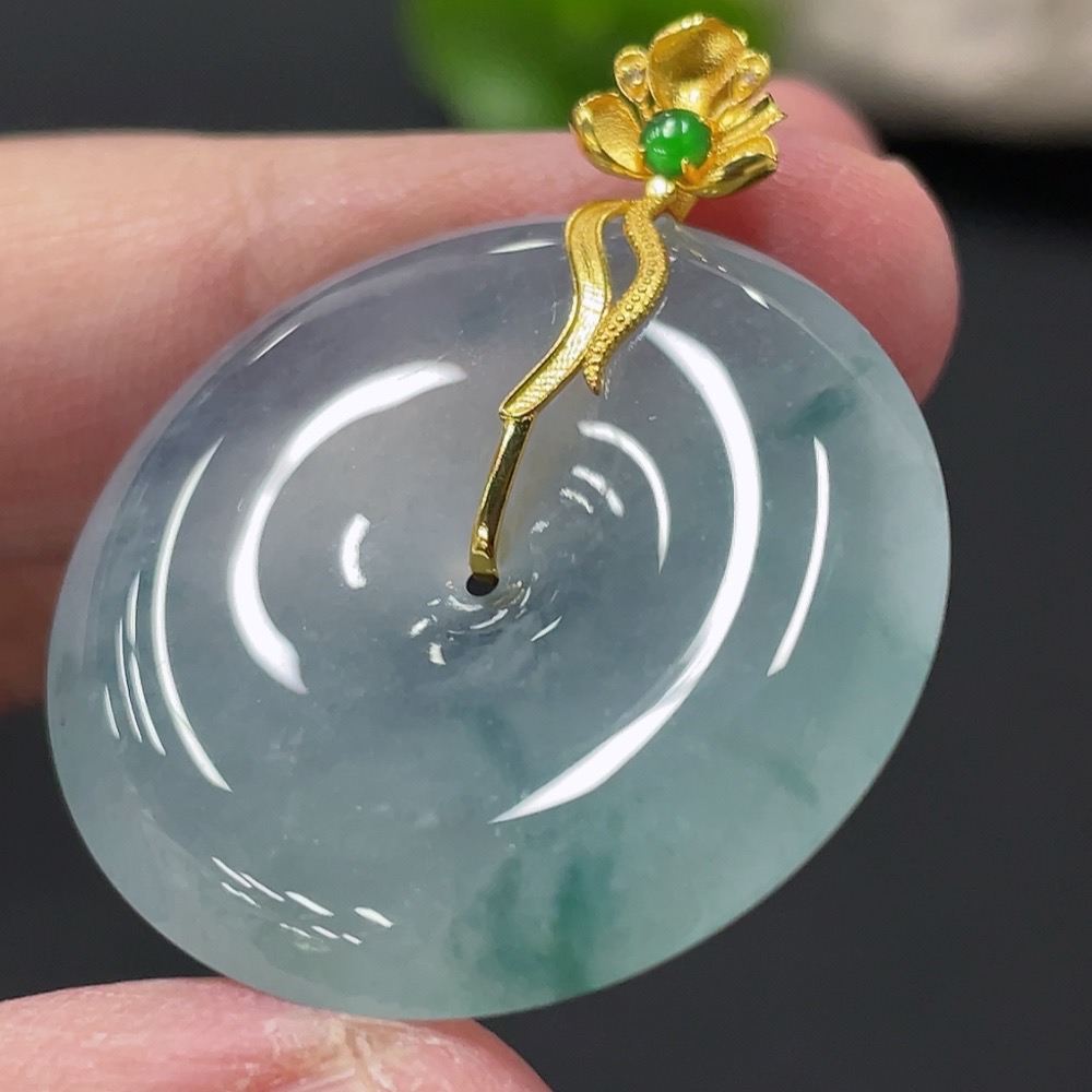 F35145496 Jadeite Pendant Peace Buckle 18k Total Weight Approx. 10.16g