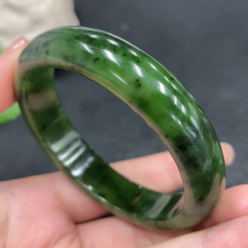 H31582303 Hetian Jade Round Bracelet, Size 57.7, Total Weight Approx. 54.2g