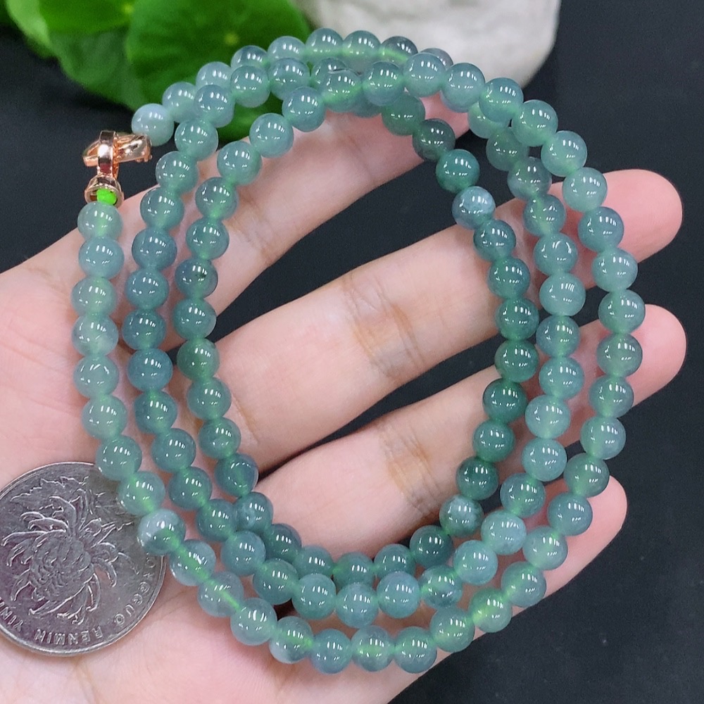 F33884205 Jadeite Bead Necklace Non-Gold Inlaid Total Weight Approximately 41.1g Size About 5.8mm