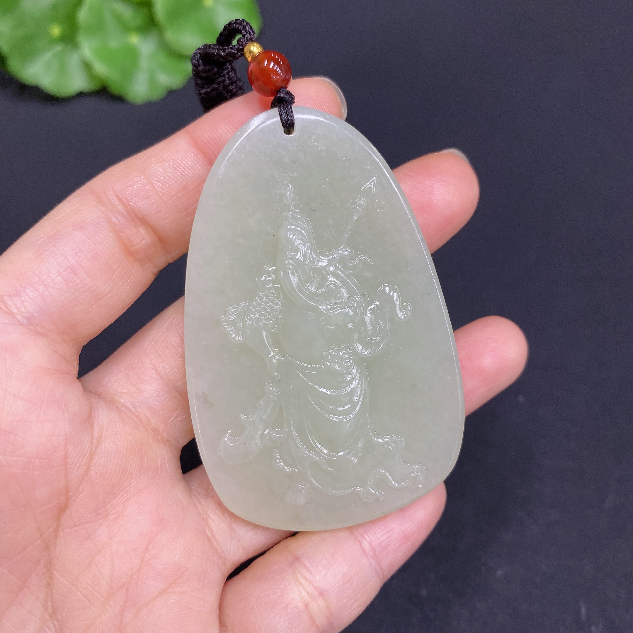 H28311828 Hetian Jade Pendant Guan Gong Gross Weight (with rope) 38.7g