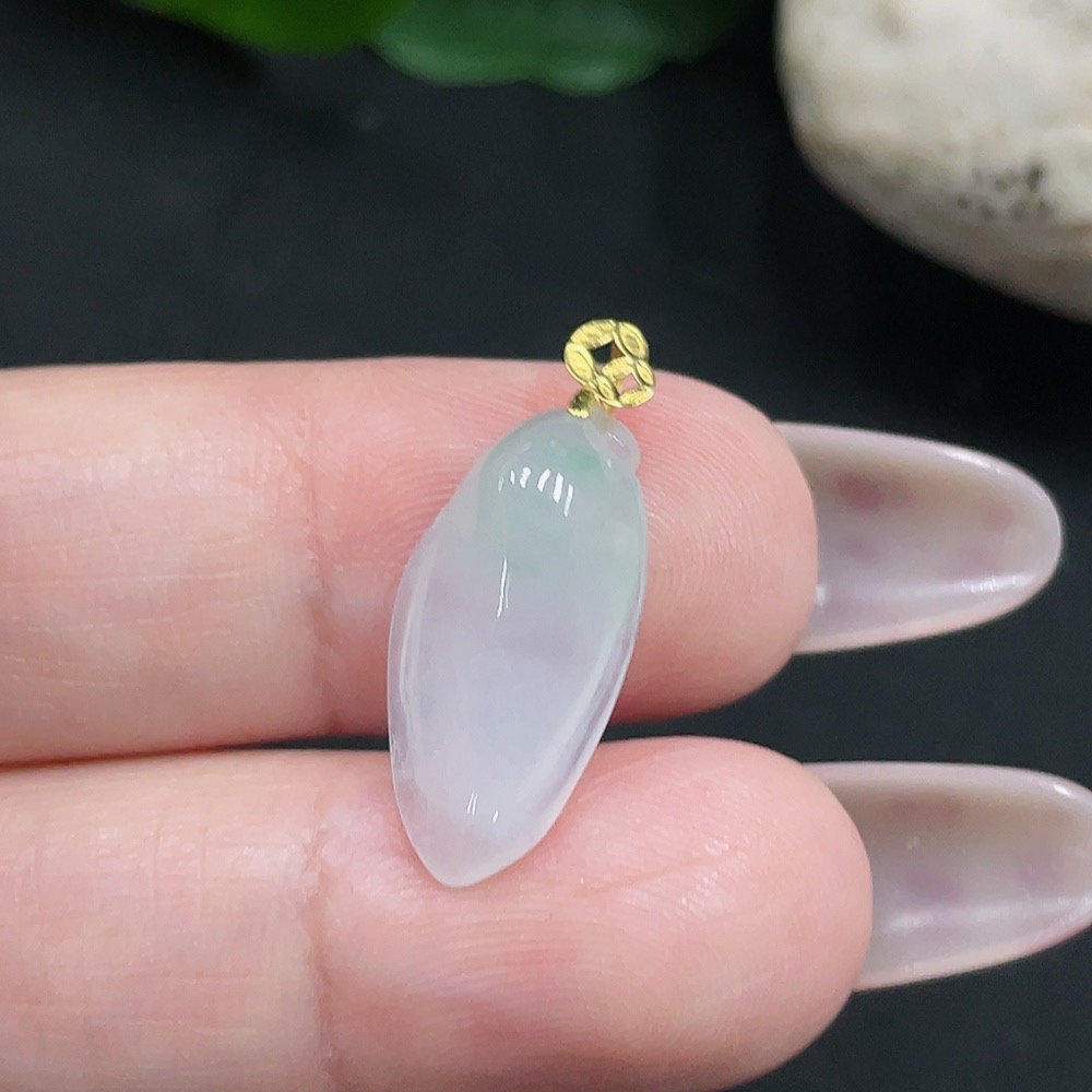 F35082139 Jadeite Melon Pendant 18K Gold Total Weight Approx. 1.3g
