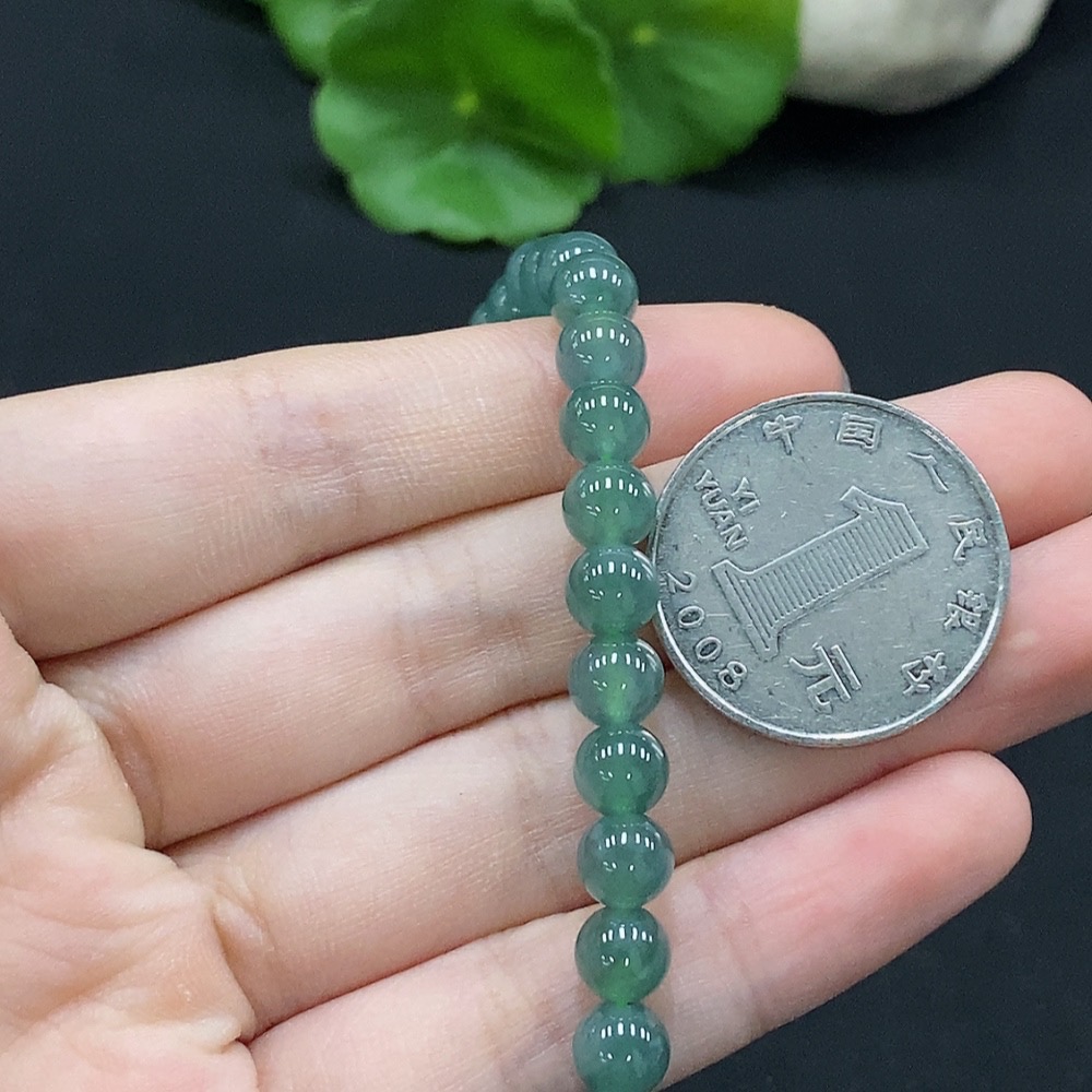 F34996588 Jadeite Bead Necklace Approximately 6.5mm Non-Gold Setting Total Weight About 47.94g