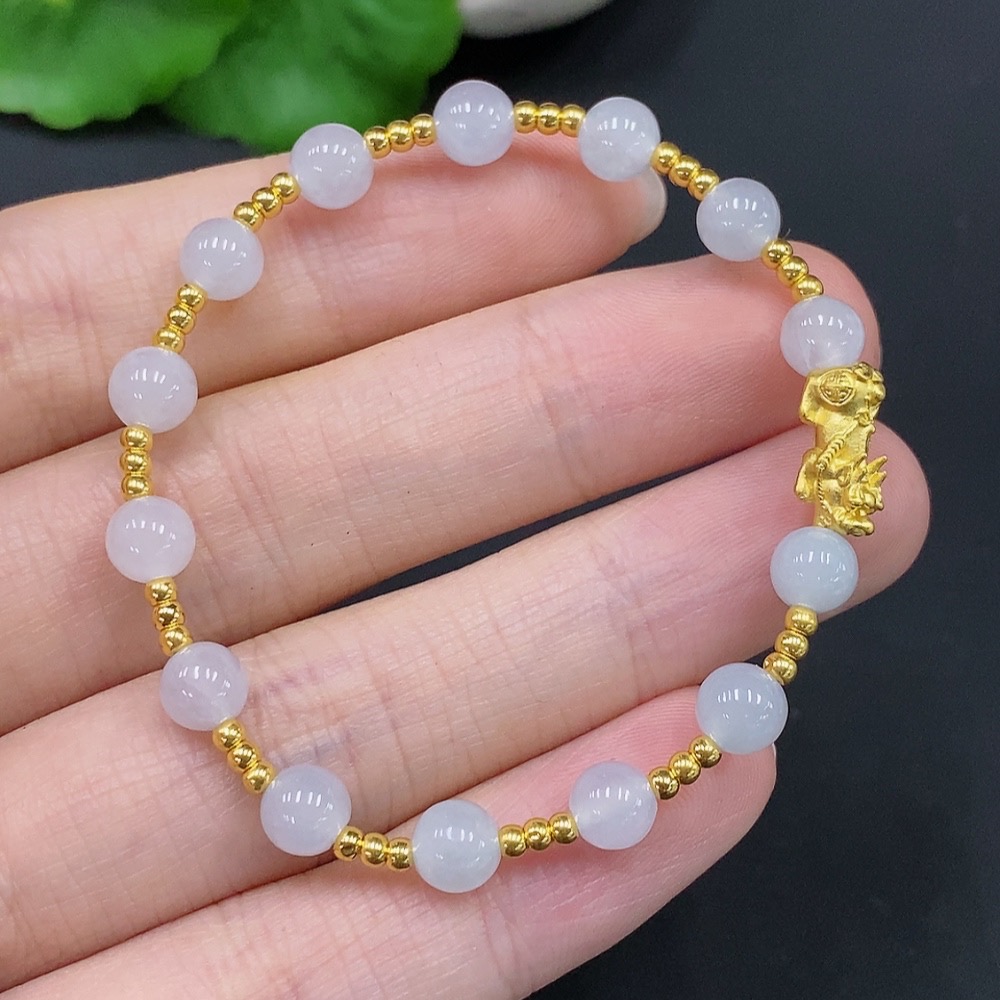 F28242302 Jadeite Bracelet Approx. 5.7mm Total Weight Approx. 4.7g Gold Content 99%