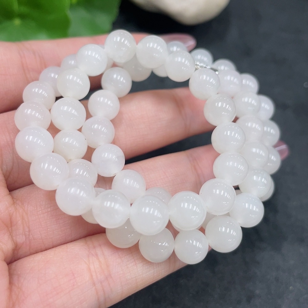 H33926181 Hetian Jade Bead Necklace with Other Mineral Components, Non-Gold, Approximately 7.7mm, Total Weight Approximately 39.6g