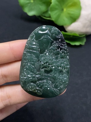 F30515019 Jadeite landscape pendant Total weight about 25.97g