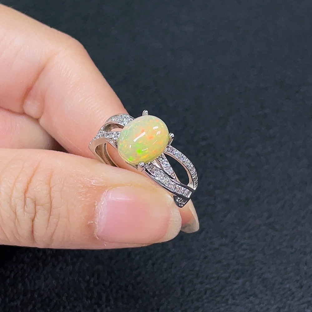 C34991079 Opal Ring, Non-Gold, Adjustable, Total Weight Approx. 3.25g, Stone Size 9.8*7.5mm