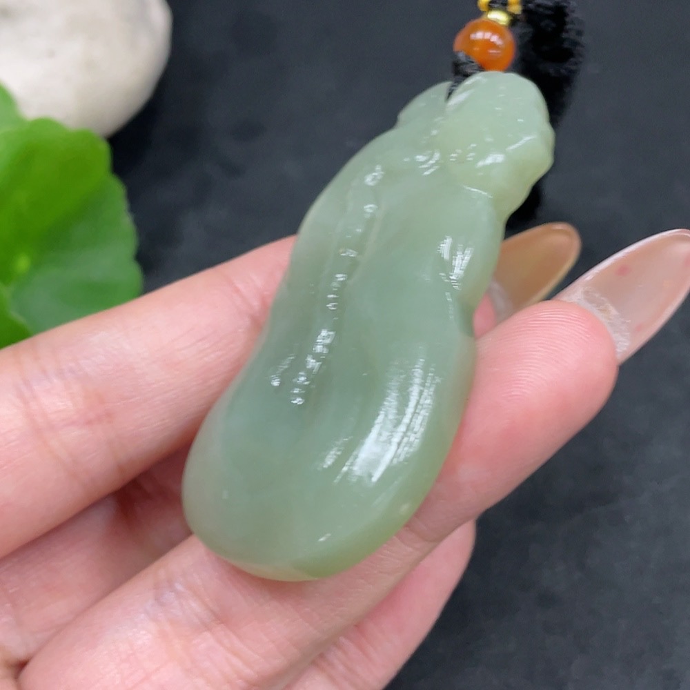 H32725585 Hetian Jade Pendant Lotus with Non-Hetian Jade Beads Total Weight Approx. 24.8g (Including Cord)