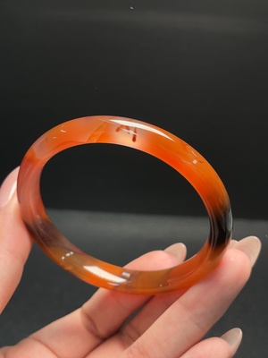 C34041450 South Red Agate Bracelet with Visible Organic Matter, Total Weight Approx. 24.03g, Size 55.8