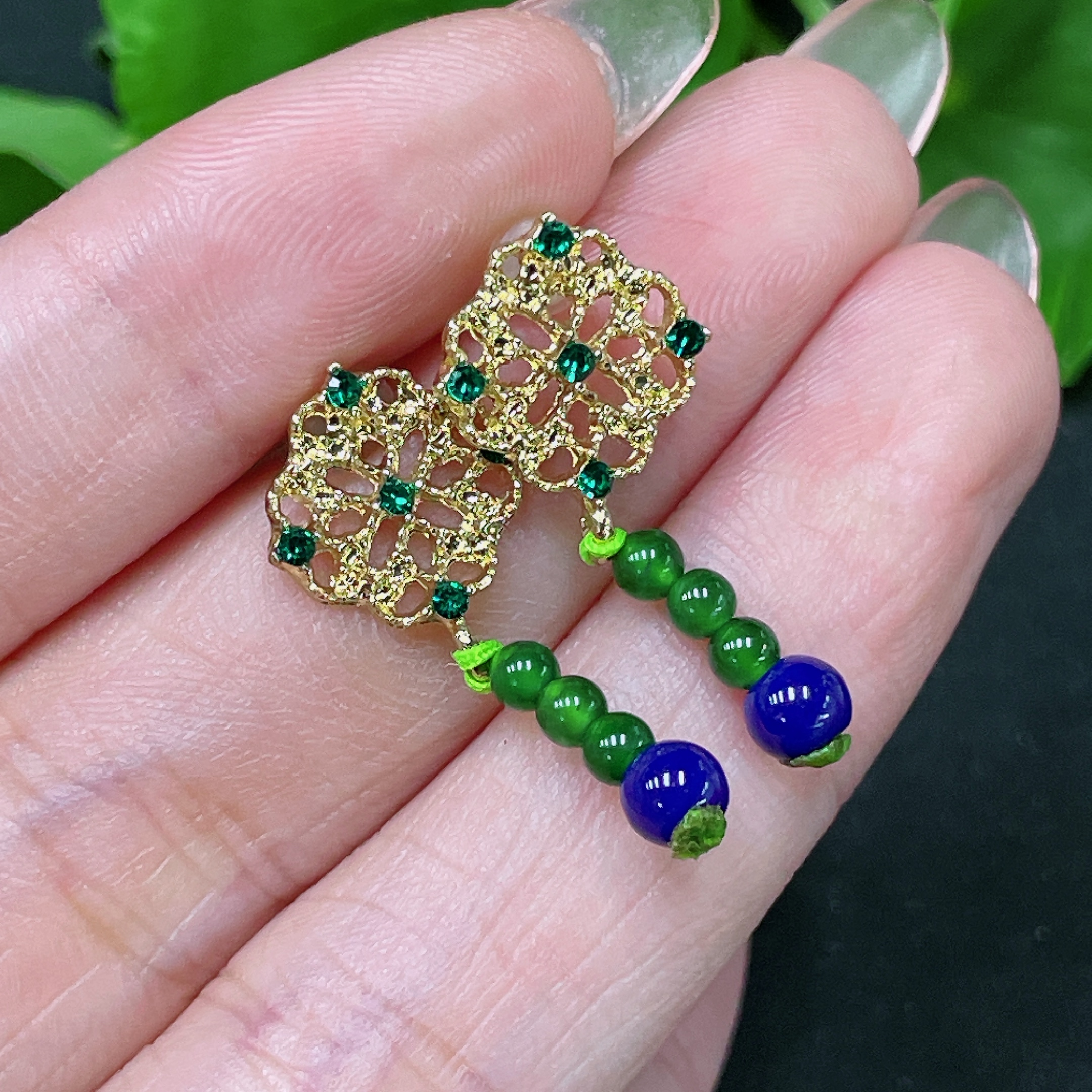 F34983430 Jadeite Inlaid Piece Non-Gold With Non-A Grade Beads