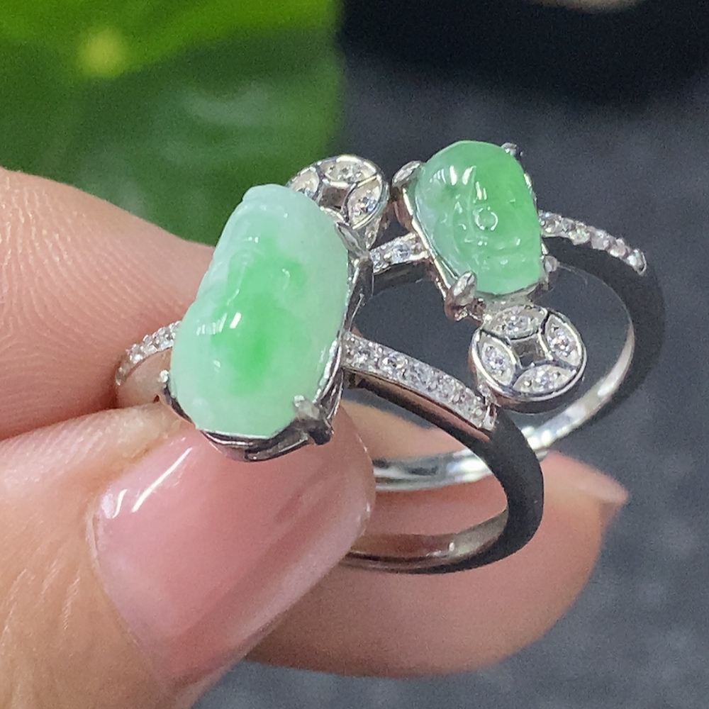 F34998256 Jadeite Inlaid Ring Sell as a Lot Non-Gold