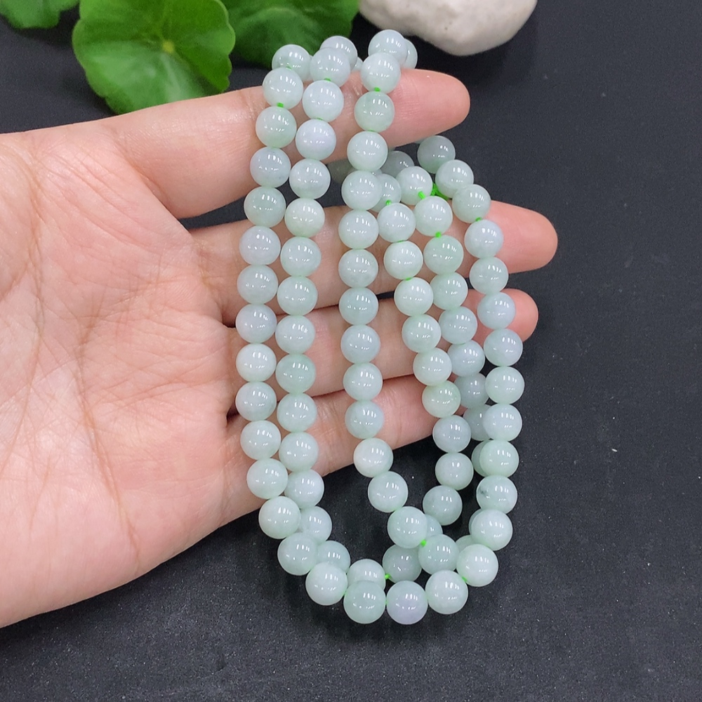 F30452014 Jadeite Bead Necklace Approx. 7.4mm Total Weight Approx. 70.8g