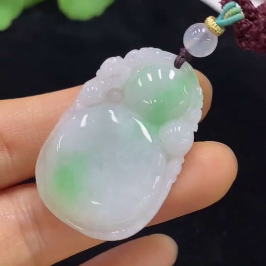 F34023971 Jadeite Gourd Pendant Total Weight Approx. 13.09g (Including Rope Weight)