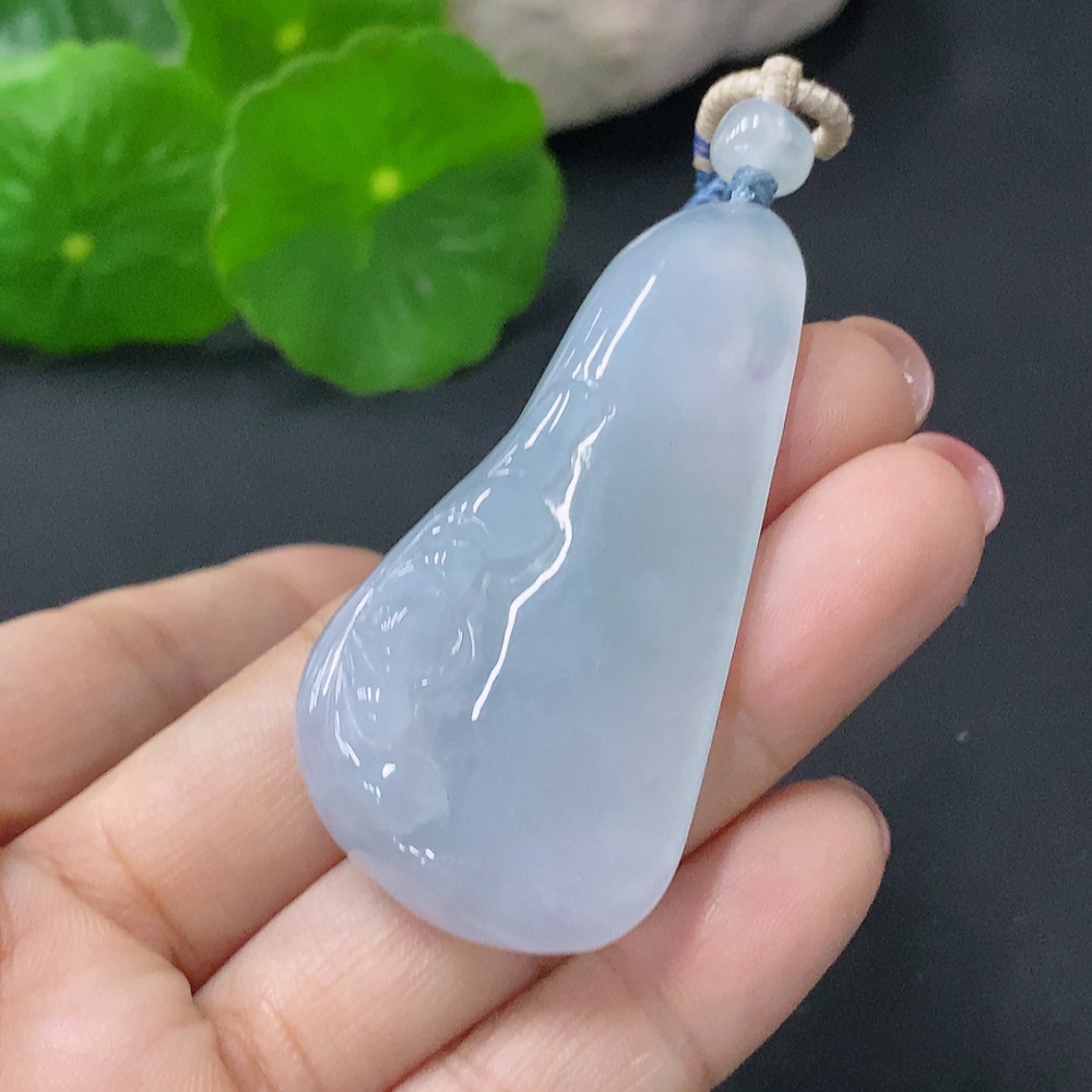 F28199790 Jadeite Lotus Pendant Total Weight Approx. 24.8g (including string weight)