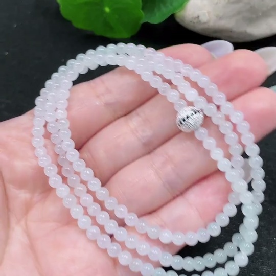 F33873891 Jadeite Bead Necklace Approx. 3.6mm Total Weight Approx. 15.89g Non-Gold Inlaid