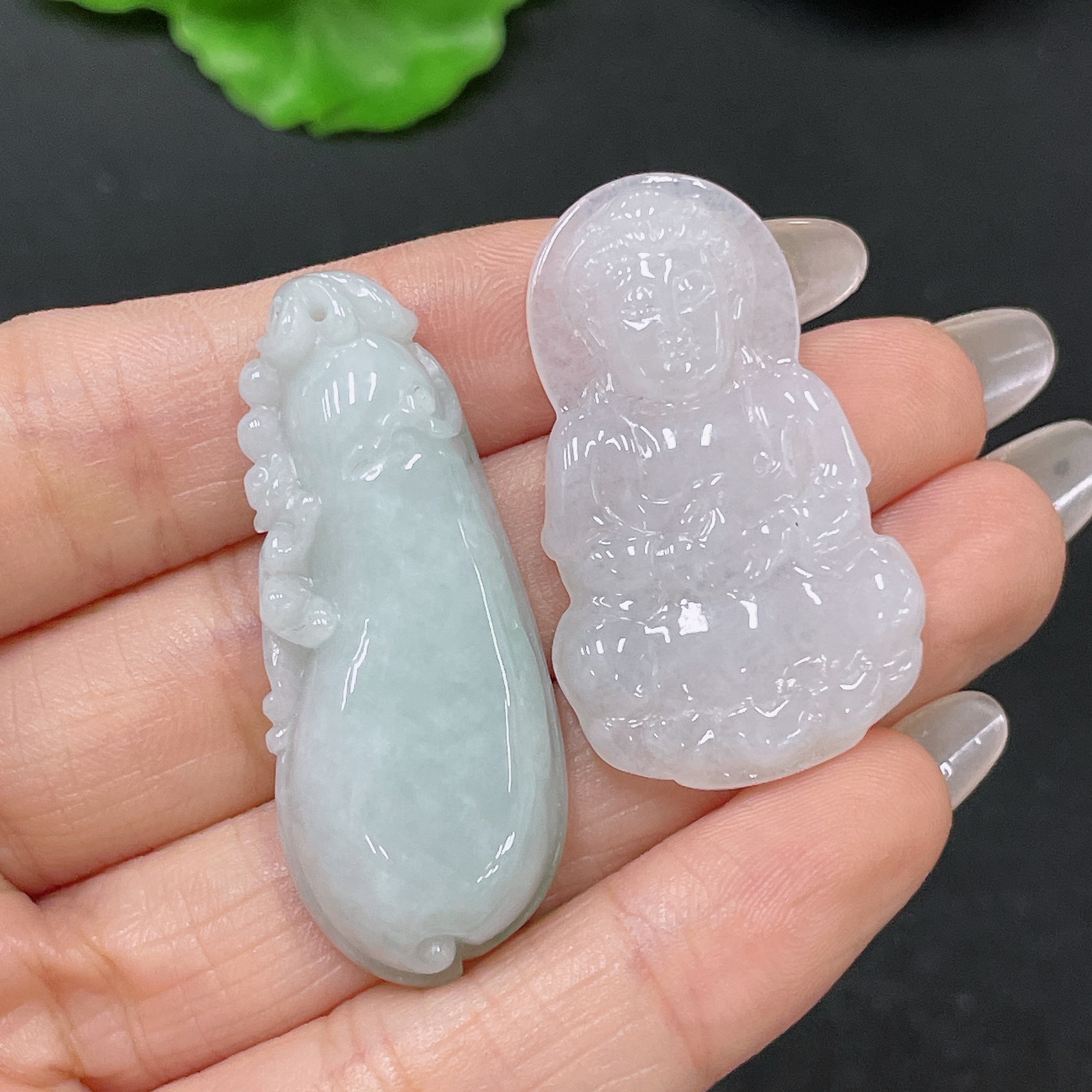 F35138894 Jadeite Pendant Guanyin + Fu Melon Sell as a Lot
