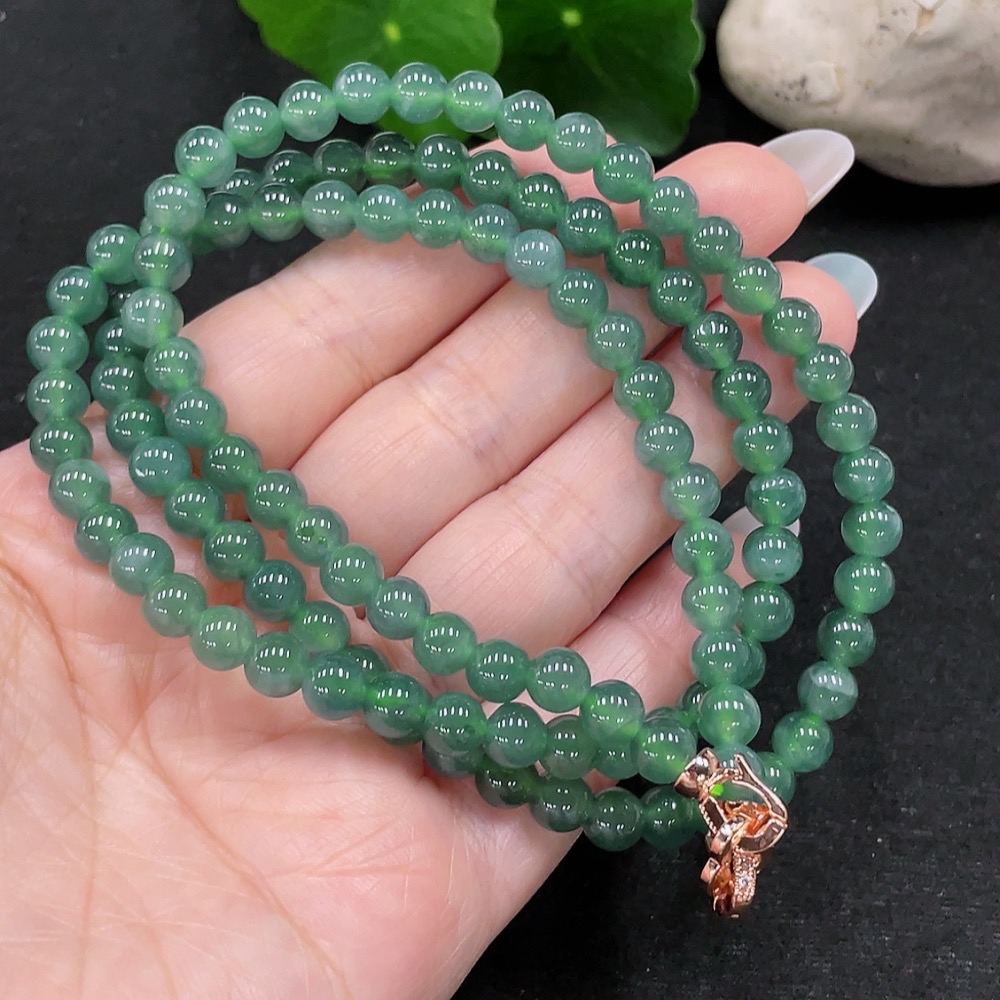 F33899411 Jadeite Bead Necklace Approx. 6mm Total Weight About 41.7g Non-gold Setting