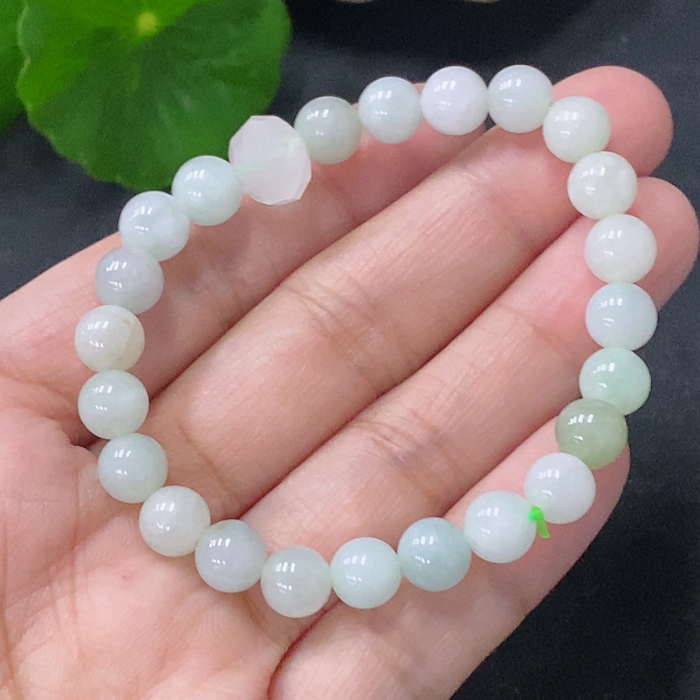 F31662543 Jadeite Bracelet Approx. 6.8mm Beads Total Weight About 12.73g Non-A Grade Accessory Beads